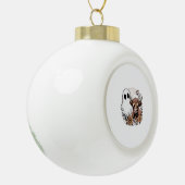 Floral Fall Highland Cow Ghost セラミックボールオーナメント (左)