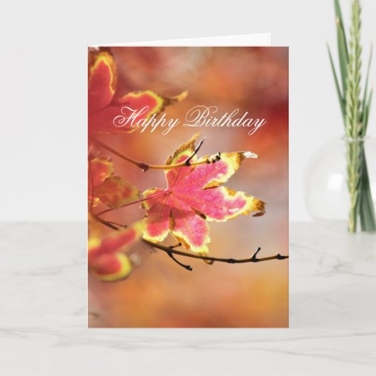 Floral Fall Leaves "Birthday" カード (正面)