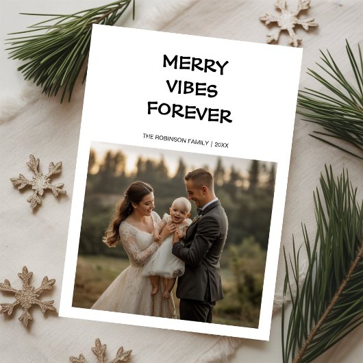 Floral Family Christmas Card, Merry Vibes Forever, シーズンカード