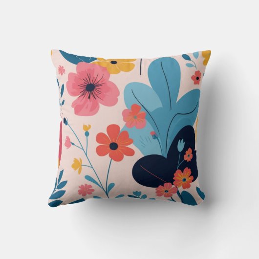 Floral Family Pillow – Bright and Cheerful Gift  クッション (裏面)