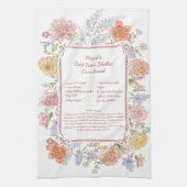 Floral Family Recipe Kitchen Towel キッチンタオル (縦)