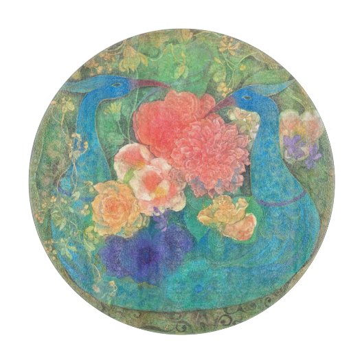 Floral Fantasia: Peacocks in Bloom カッティングボード (正面)