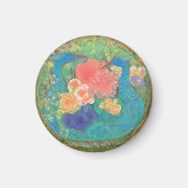 Floral Fantasia: Peacocks in Bloom マグネット