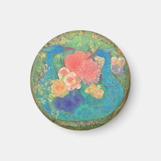 Floral Fantasia: Peacocks in Bloom マグネット (正面)