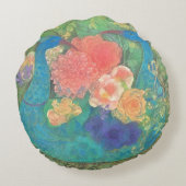 Floral Fantasia: Peacocks in Bloom ラウンドクッション (裏面)