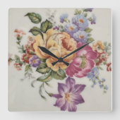 Floral Fantasy  スクエア壁時計 (正面)