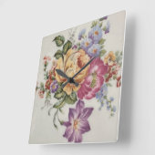 Floral Fantasy  スクエア壁時計 (傾斜)