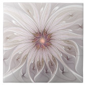 Floral Fantasy, Abstract Modern Pastel Flower タイル (正面)