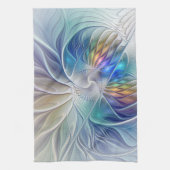 Floral Fantasy, Colorful Abstract Fractal Flower キッチンタオル (縦)