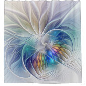 Floral Fantasy, Colorful Abstract Fractal Flower シャワーカーテン (正面)