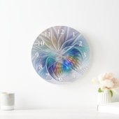 Floral Fantasy, Colorful Abstract Fractal Flower ラージ壁時計 (ホーム)