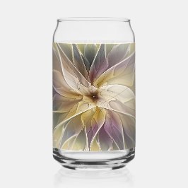Floral Fantasy Gold Aubergine Abstract Fractal Art ガラス缶