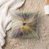 Floral Fantasy Gold Aubergine Abstract Fractal Art クッション (ブランケット)