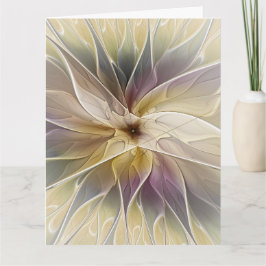 Floral Fantasy Gold Aubergine Abstract Fractal Art サンキューカード