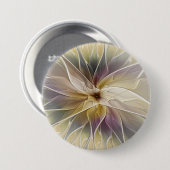 Floral Fantasy Gold Aubergine Abstract Fractal Art 缶バッジ (正面&裏面)