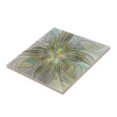 Floral Fantasy Modern Fractal Art Flower With Gold タイル (側面)