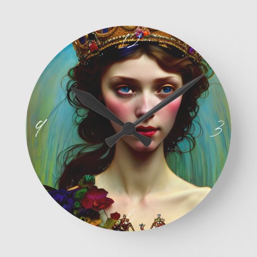 Floral Fantasy Princess Round Clock ラウンド壁時計 (正面)