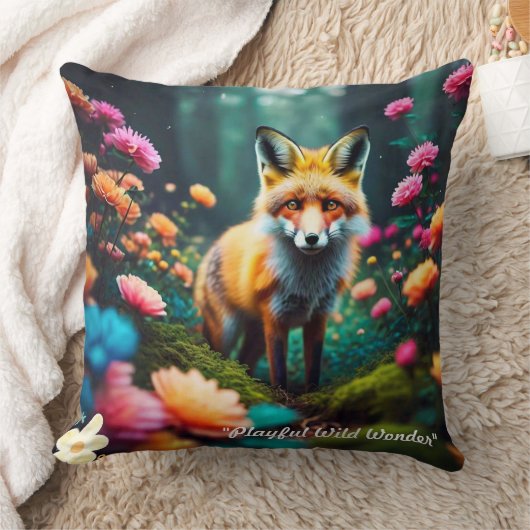 "Floral Fantasy with Fox" クッション (ブランケット)