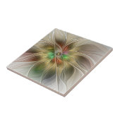 Floral Fantasy With Gold Modern Abstract Fractal タイル (側面)