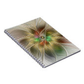 Floral Fantasy With Gold Modern Abstract Fractal ノートブック (右側)