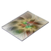 Floral Fantasy With Gold Modern Abstract Fractal ノートブック (左側)