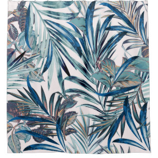 Floral fashion tropical vintage pattern with palm  シャワーカーテン