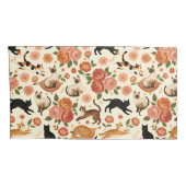 Floral Felines: Cozy Cats & Blooms Pattern 枕カバー (裏面-右)