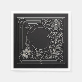 Floral Filigree Frame スタンダードカクテルナプキン