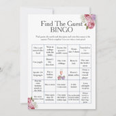 Floral Find the Guest Bridal Shower Bingo game 招待状 (正面)
