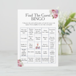 Floral Find the Guest Bridal Shower Bingo game 招待状