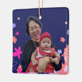 Floral first christmas as grandma セラミックオーナメント (左)
