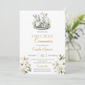 Floral First Holy Communion for girl Invitation 招待状 (スタンド正面)