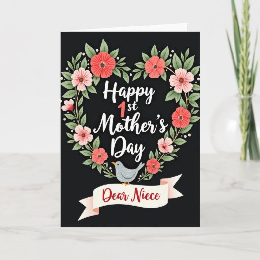 Floral First Mothers Day Niece Card カード (正面)