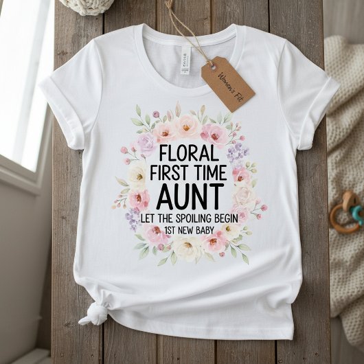 Floral First Time Aunt, 1St New Baby Women トライブレンドＴシャツ