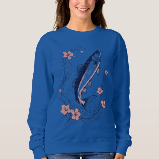 Floral Fish Art – Women’s Sweatshirt スウェットシャツ (正面)