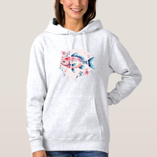 Floral Fish Circle – Women’s Hoodie パーカ (正面)