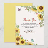 Floral Flower Baby Shower Thank You Flat Cards サンキューカード (正面/裏面)