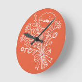 Floral Flower Clock Design ラウンド壁時計 (傾斜)