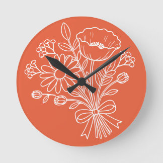 Floral Flower Clock Design ラウンド壁時計