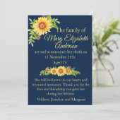 Floral Flower Death and Funeral Announcement Blue  案内状 (スタンド正面)