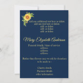 Floral Flower Death and Funeral Announcement Blue  案内状 (裏面)