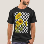 Floral Flower Enthusiast Checkerboard Chess Sunflo Tシャツ (正面)