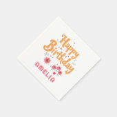 Floral Flowers Happy Birthday Handlettering スタンダードカクテルナプキン (角)