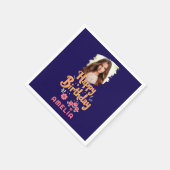 Floral Flowers Happy Birthday Handlettering Photo  スタンダードカクテルナプキン (角)