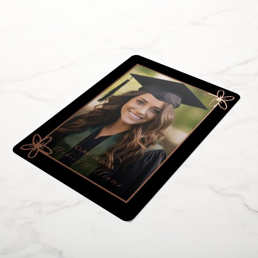 Floral Foil Photo Graduation Celebration Invite 箔招待状 (回転した状態)