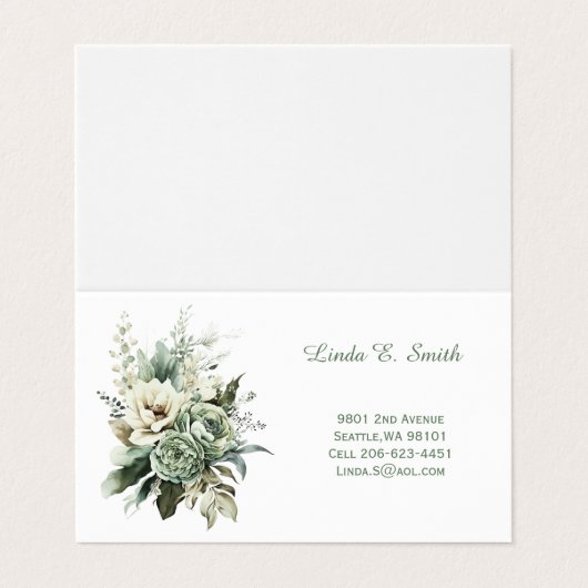 Floral Folded Calling Card 名刺 (外部フラット)