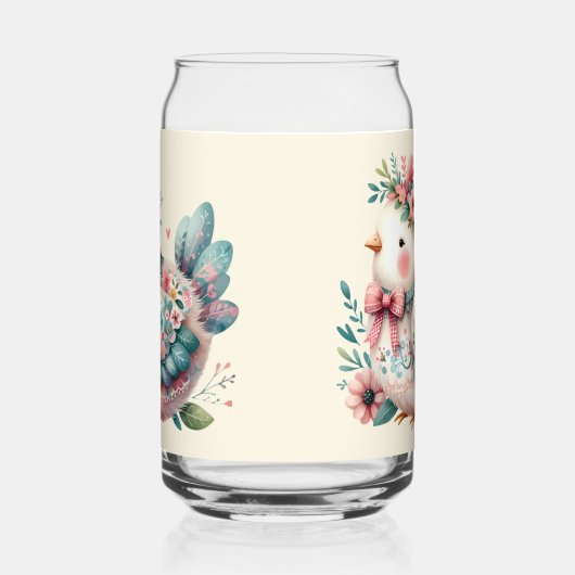 Floral Folk Bird with Pastel Boho Charm ガラス缶 (右)