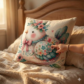 Floral Folk Bird with Pastel Boho Charm クッション