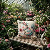 Floral Folk Bird with Pastel Boho Charm クッション