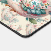 Floral Folk Bird with Pastel Boho Charm デスクマット (コーナー)